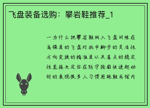 飞盘装备选购：攀岩鞋推荐_1